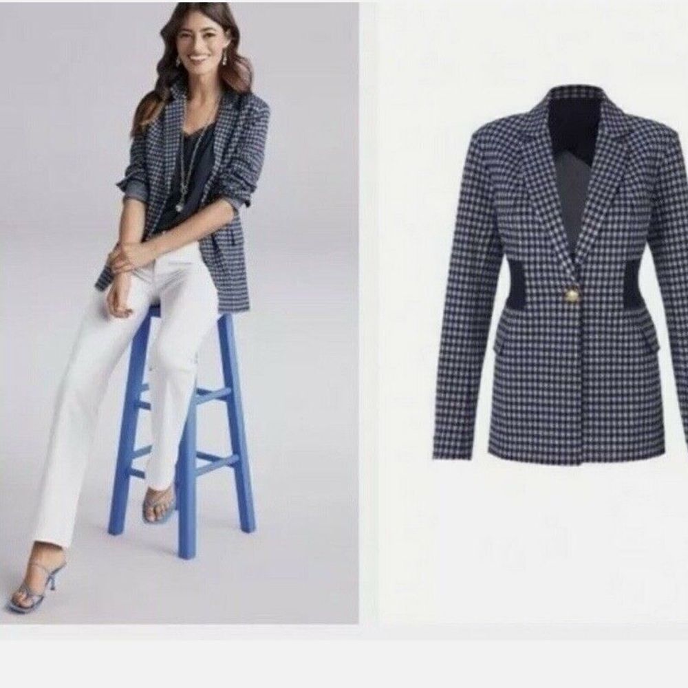 Cabi Checkup Blazer #5848 Navy & Periwinkle blue